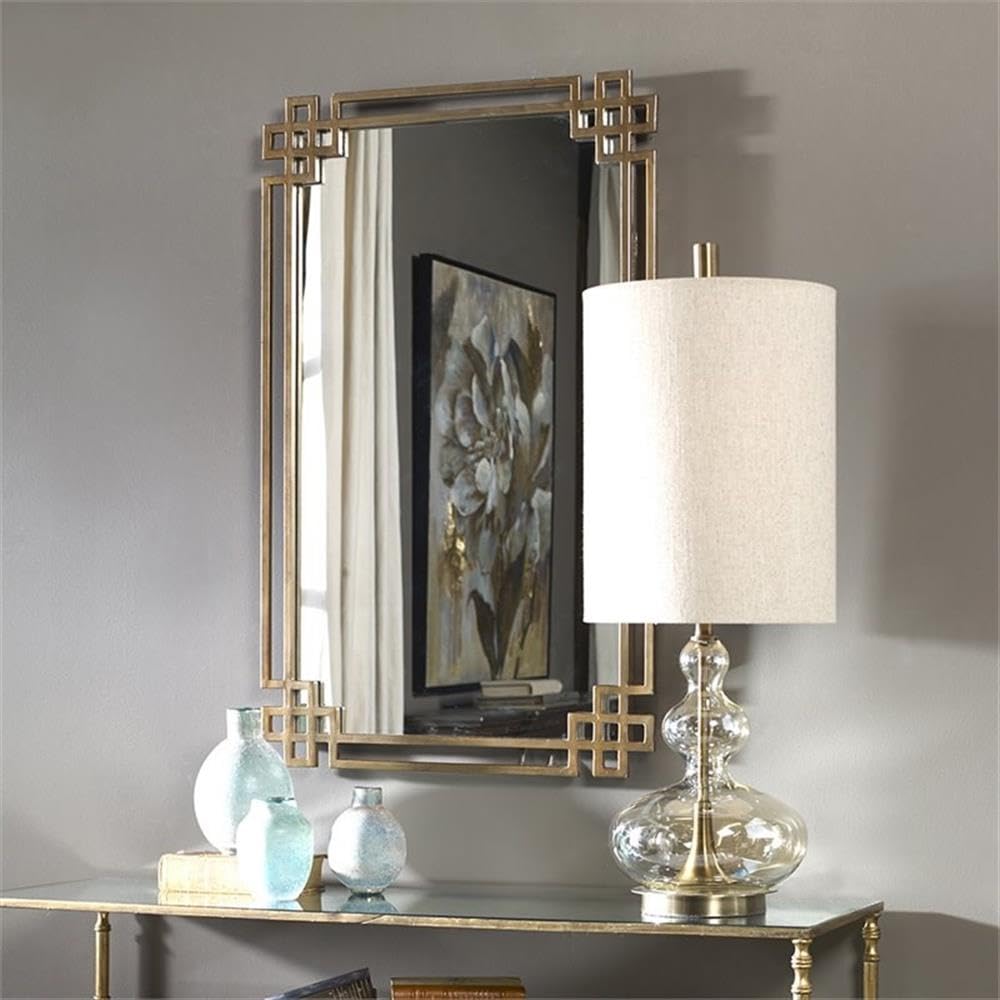 Metal Framed Glass Mirror in Antique Gold Finish