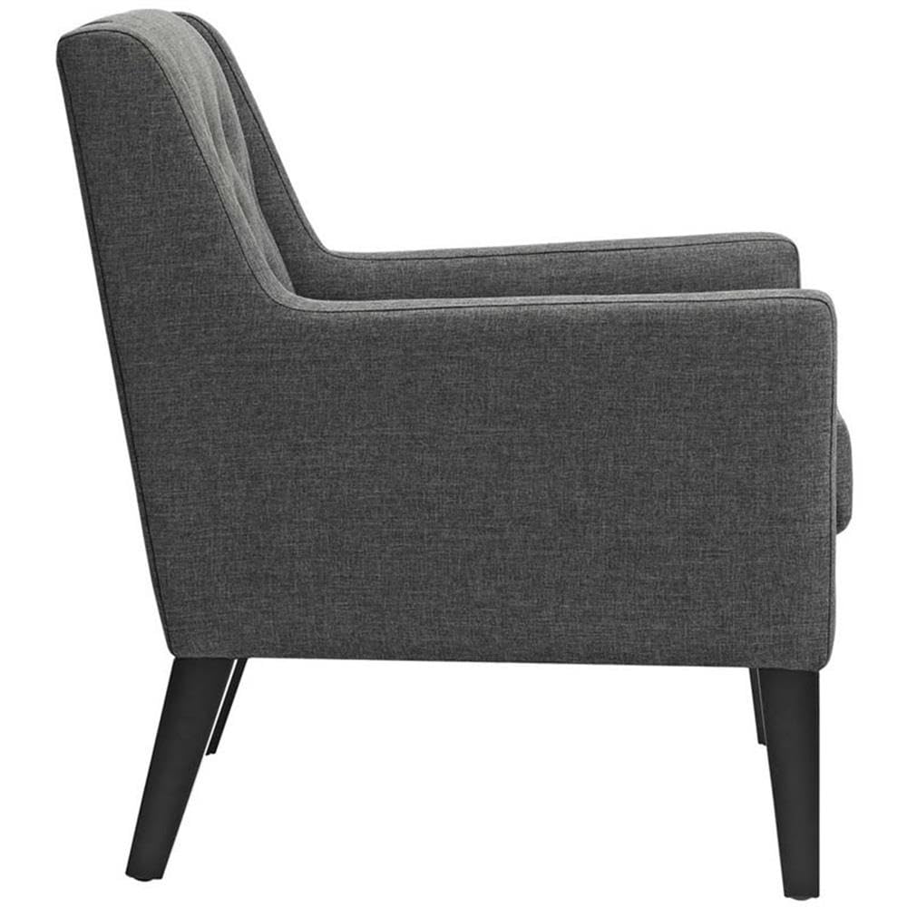 Earnest Button Tufted Mid-Century Modern Accent Arm Lounge Chair in Gray