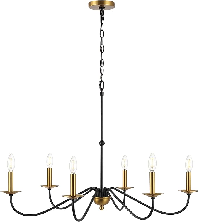 JYL7559C Wicklow 34.75" 6-Light Bohemian Farmhouse Iron LED Chandelier Modern