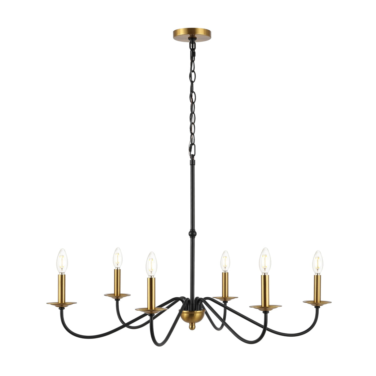 JYL7559C Wicklow 34.75" 6-Light Bohemian Farmhouse Iron LED Chandelier Modern