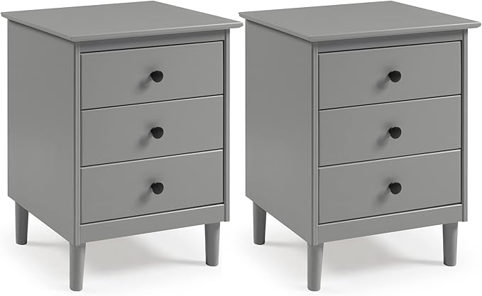 Myron Modern 3-Drawer Nightstands, Set of 2, Grey