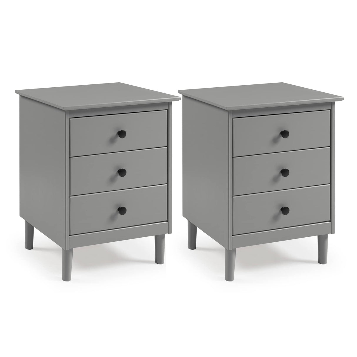Myron Modern 3-Drawer Nightstands, Set of 2, Grey