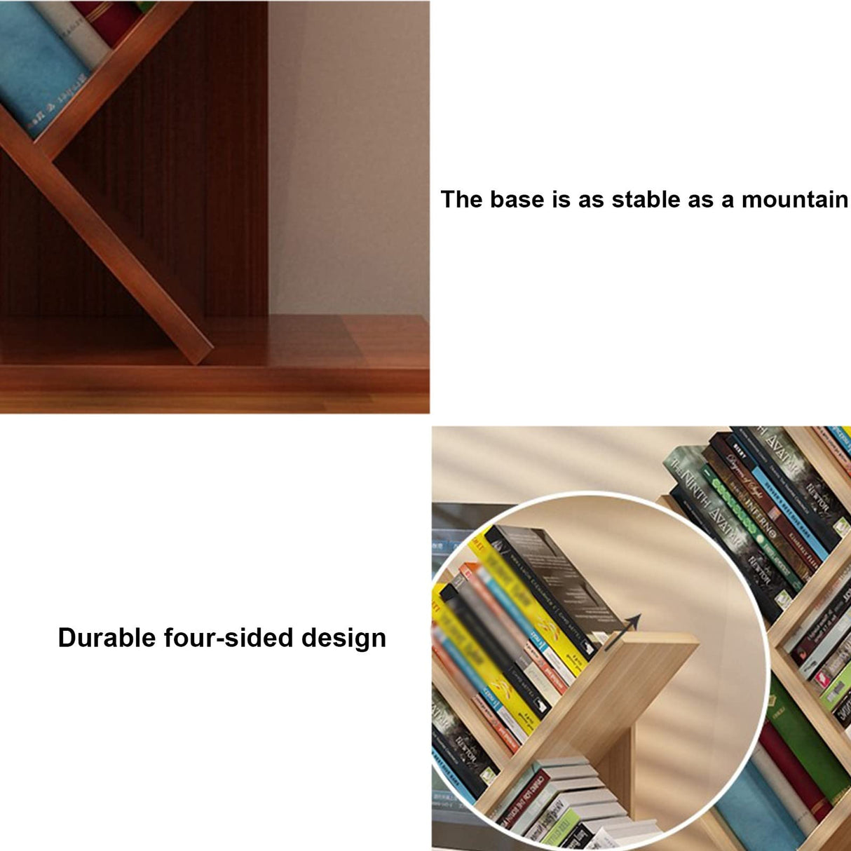 PAKMEZ Tree Shelf, Tree-Shaped Standing Shelf, Bookshelf Standing Shelf, Small Footprint and Large Capacity Multi-Layer Design, for Living Room, Bedroom, Study (Color : Wood)