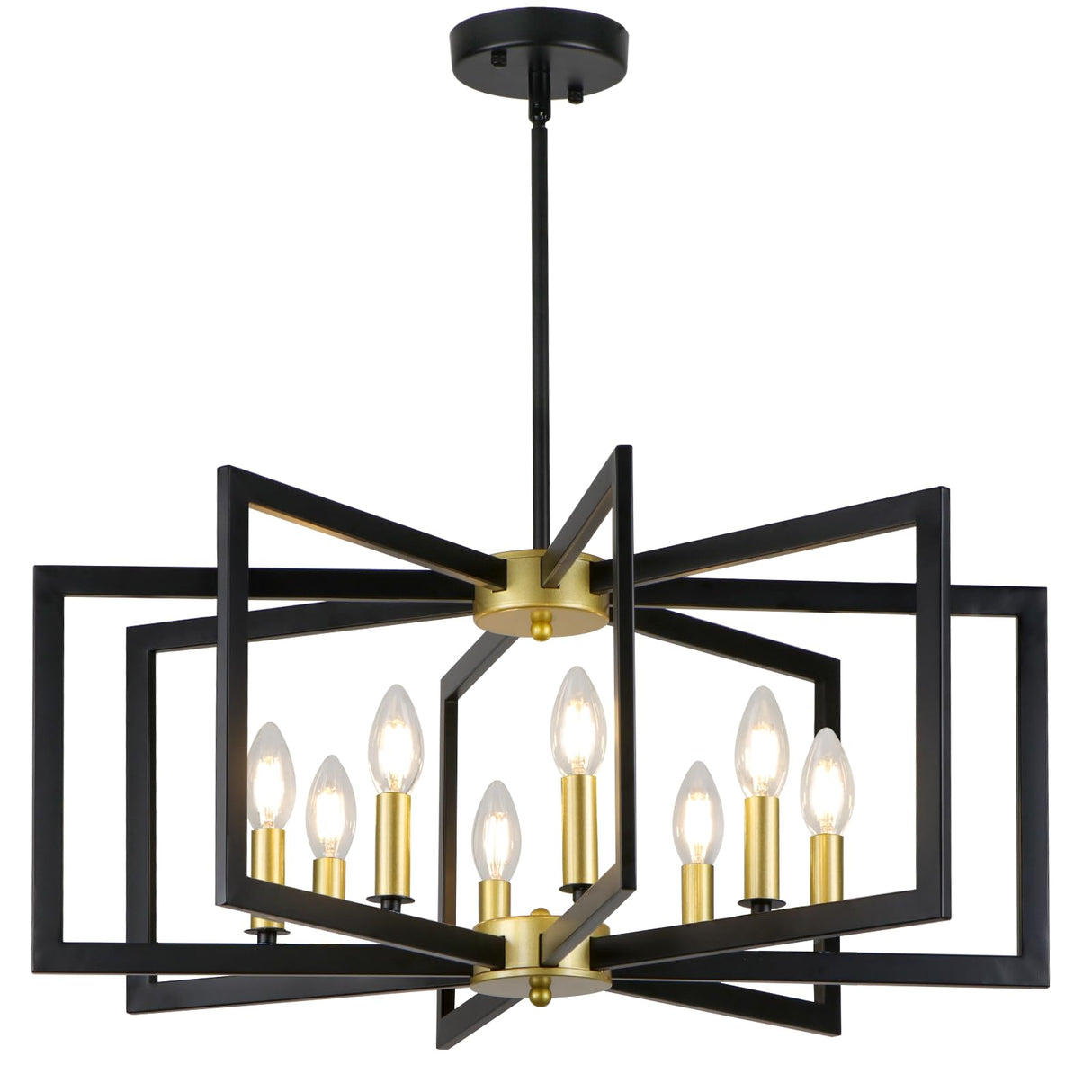 Black and Gold Chandelier, 8-Light Dining Kitchen Chandeliers Over Table