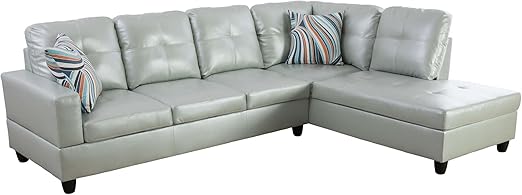 MZX-Carl-SS-00009-LWJ Sectional, 103.5"x74.5"x35", Silver White