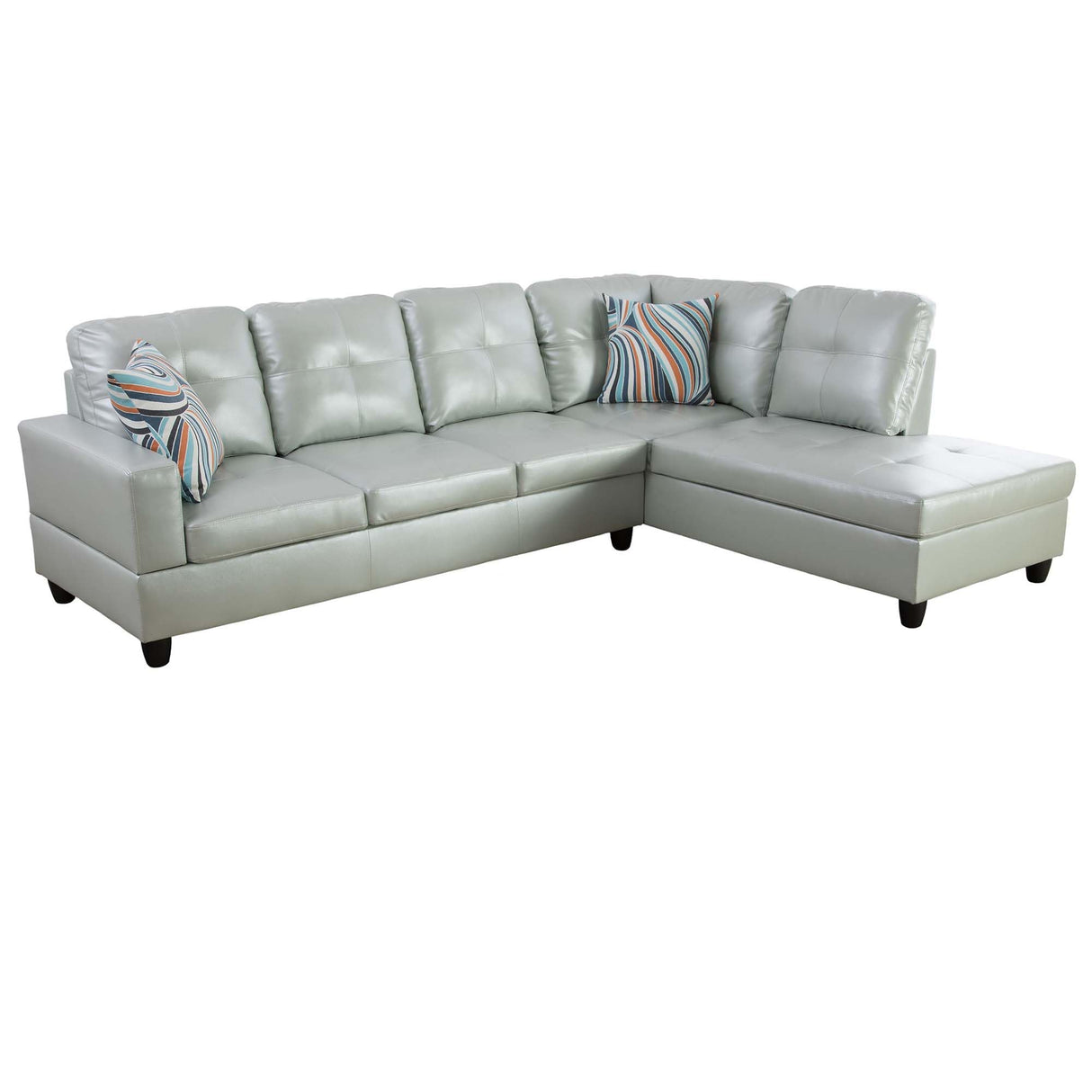 MZX-Carl-SS-00016-LWJ Sectional, 103.5"x74.5"x35", Silver Green R