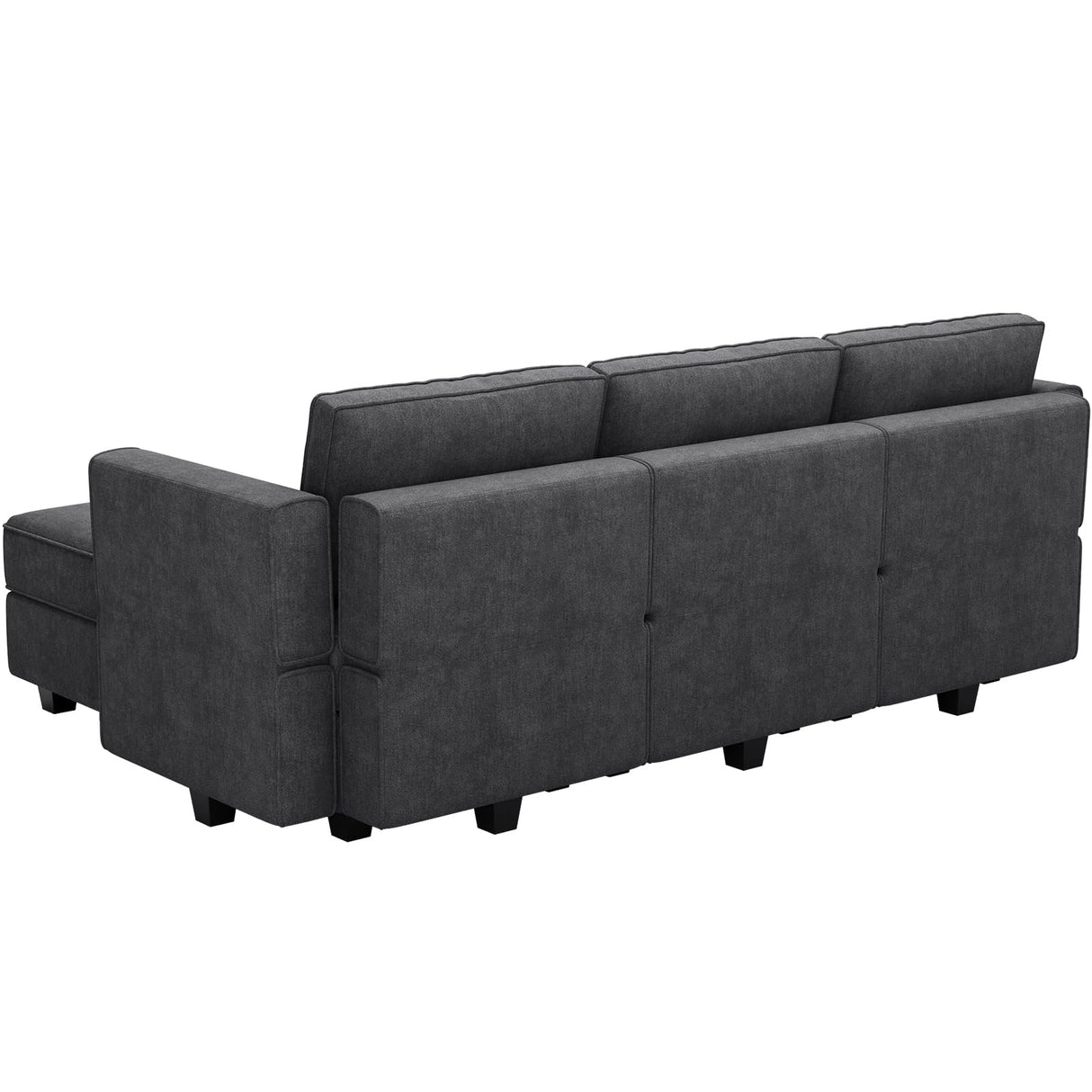 Belffin Modular Sectional Sofa Fabric U Shaped Couch Double Chaise Sectional Couch Convertible Ottoman Sofa with Storage Dark Grey