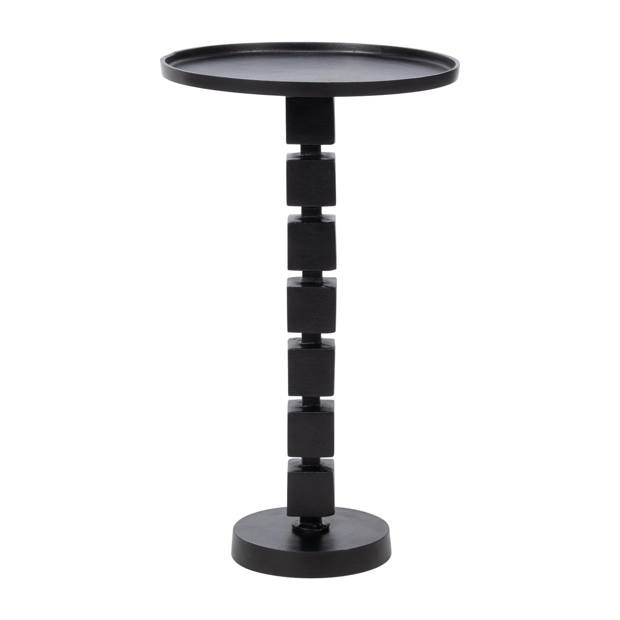 26" H Black Aluminum Stacked Disc Accent Table with Twisted Pedestal