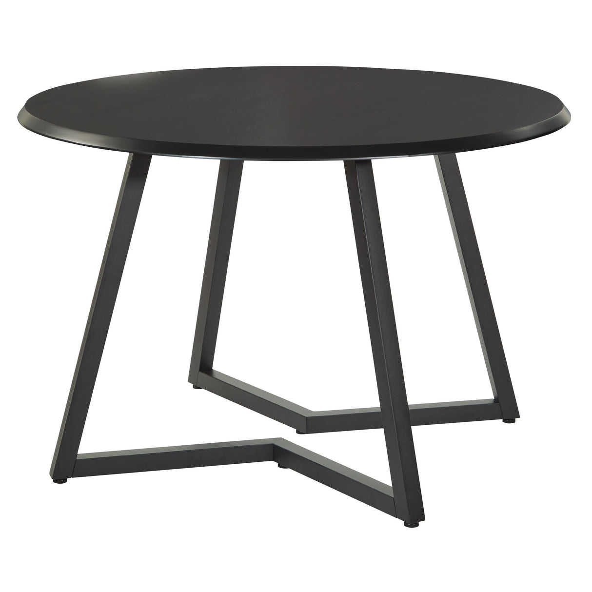 Metro Mid-Century Modern Round Dining Table - 45 Inch Black Veneer with Metal Base