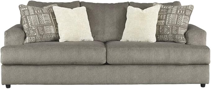 Soletren Contemporary Chenille Queen Sofa Sleeper with 4 Accent Pillows, Off-White