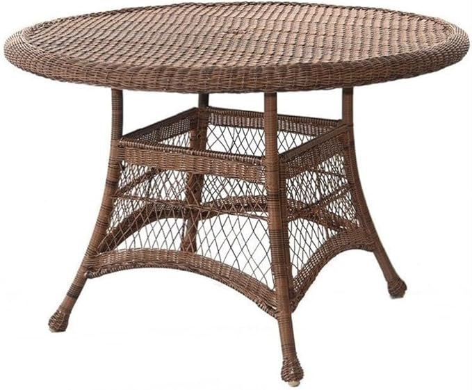 Wicker Round Dining Table, 44", White