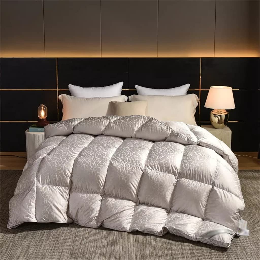 ZUIAI White Duck Down Quilt Down Fluffy Cozy Four Seasons Duvet Brocade Warm Queen King Quilted Comforters(220X240cm 2.75kg)