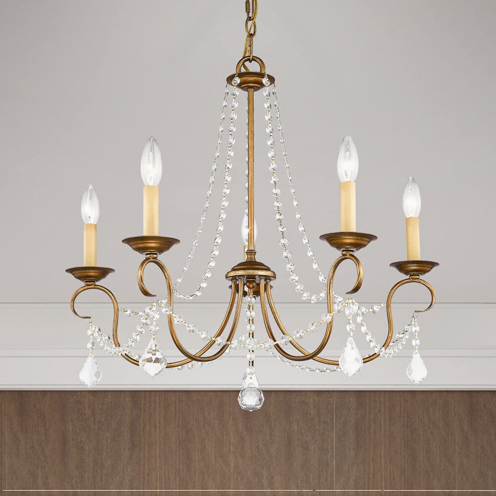 Lighting 6515-48 Pennington 5 Light Chandelier, Antique Gold Leaf
