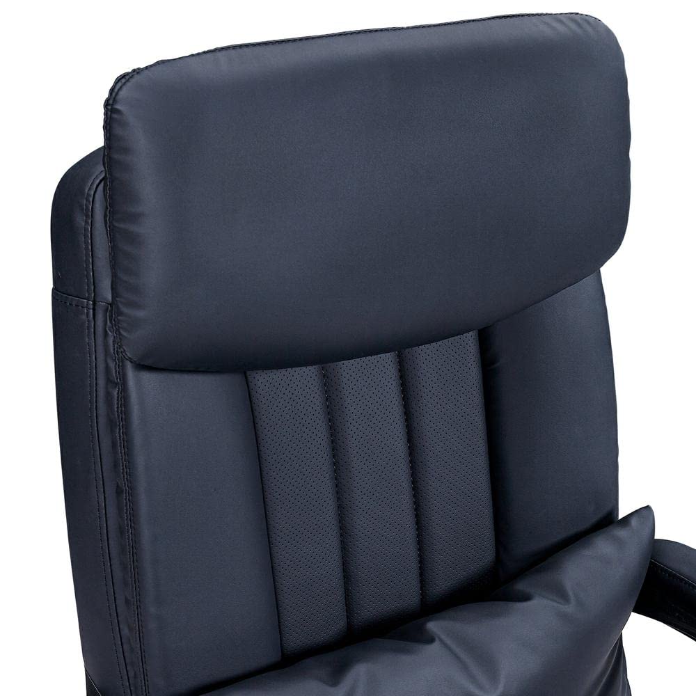 High Back Office Chair with Lumbar Support and Footrest, Leather Executive Computer