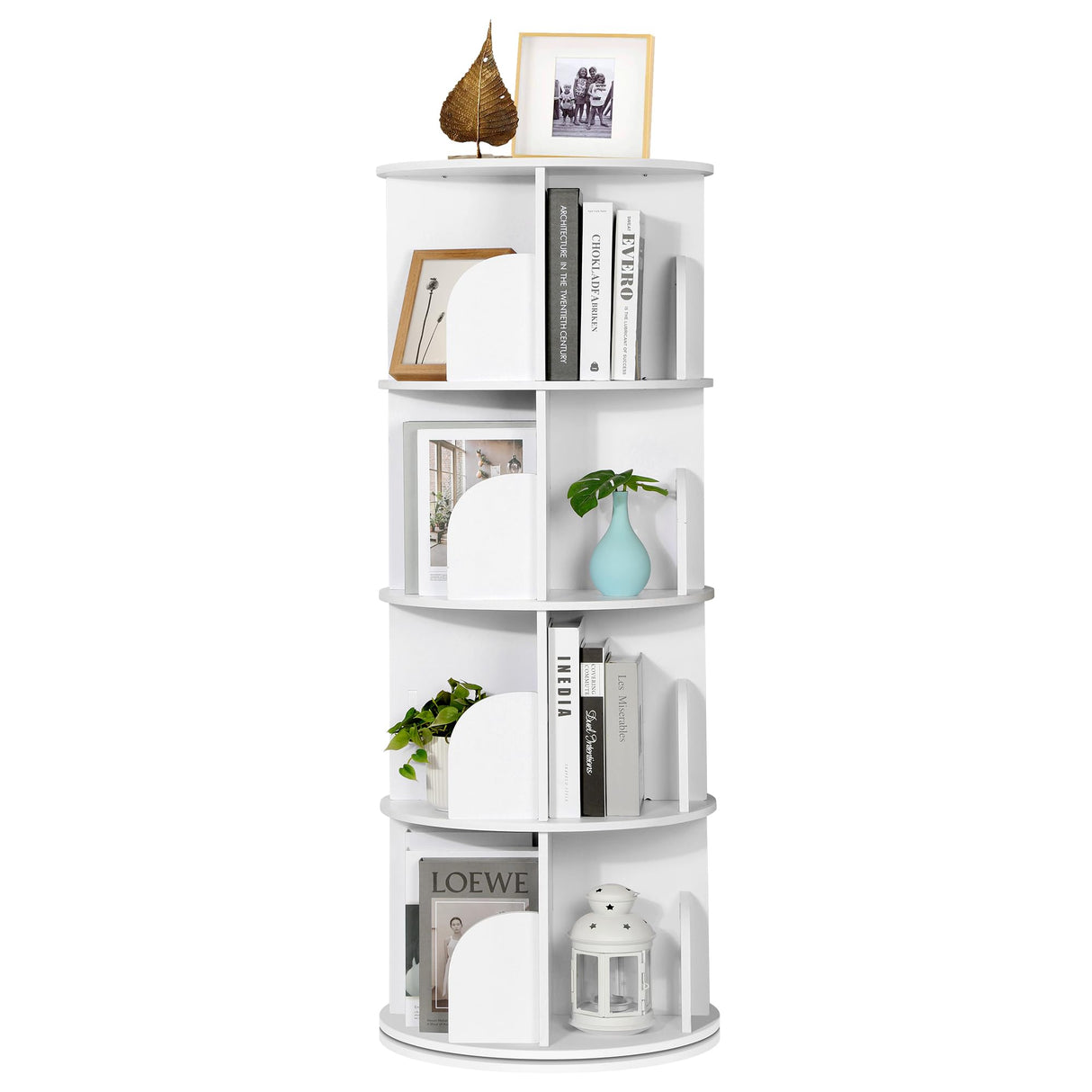 Rotating Bookshelf Tower, 4 Tiers 360 Spinning Bookshelf Revolving Bookcase