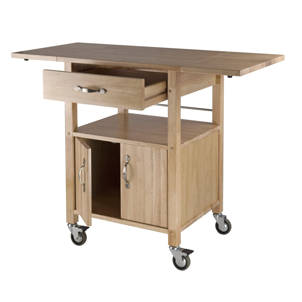Wood Drop-Leaf Kitchen Cart