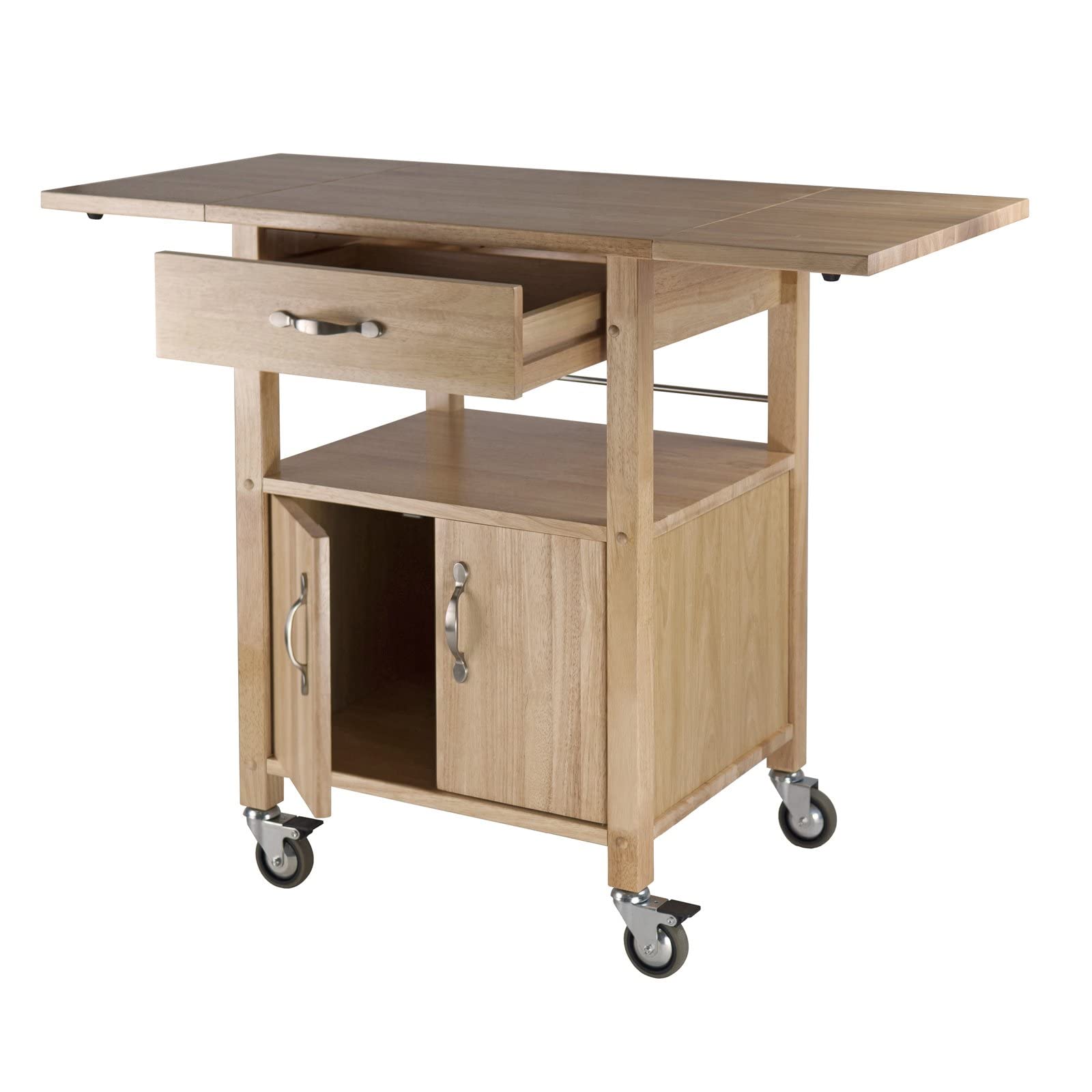 Wood Drop-Leaf Kitchen Cart