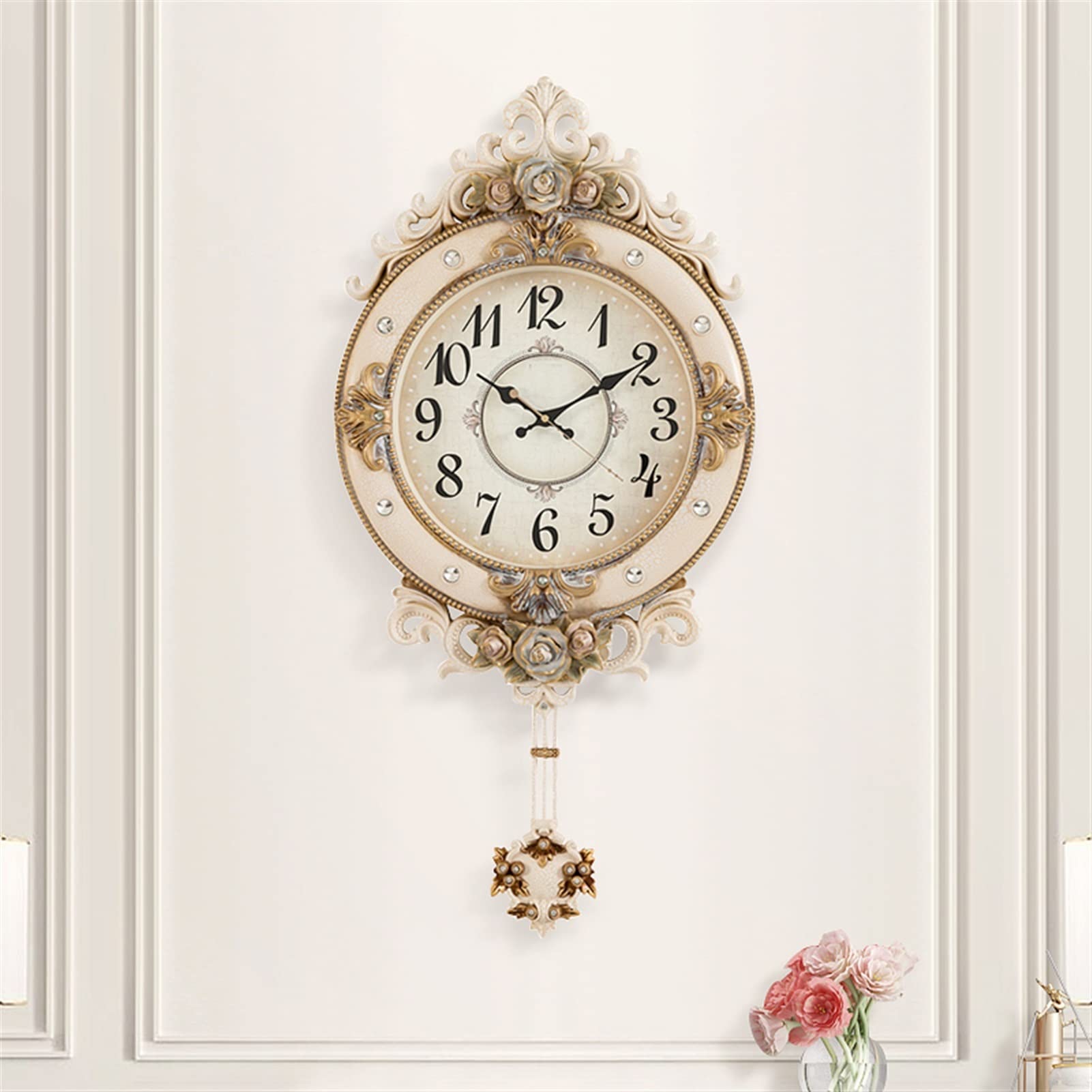Quartz Clock Office Wall Clock Numerals Mute Resin 20 Inch Rocking Big