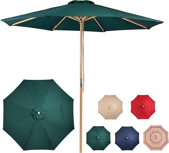 9ft Bamboo Umbrella, Outdoor Patio Umbrella, Waterproof Market Umbrella