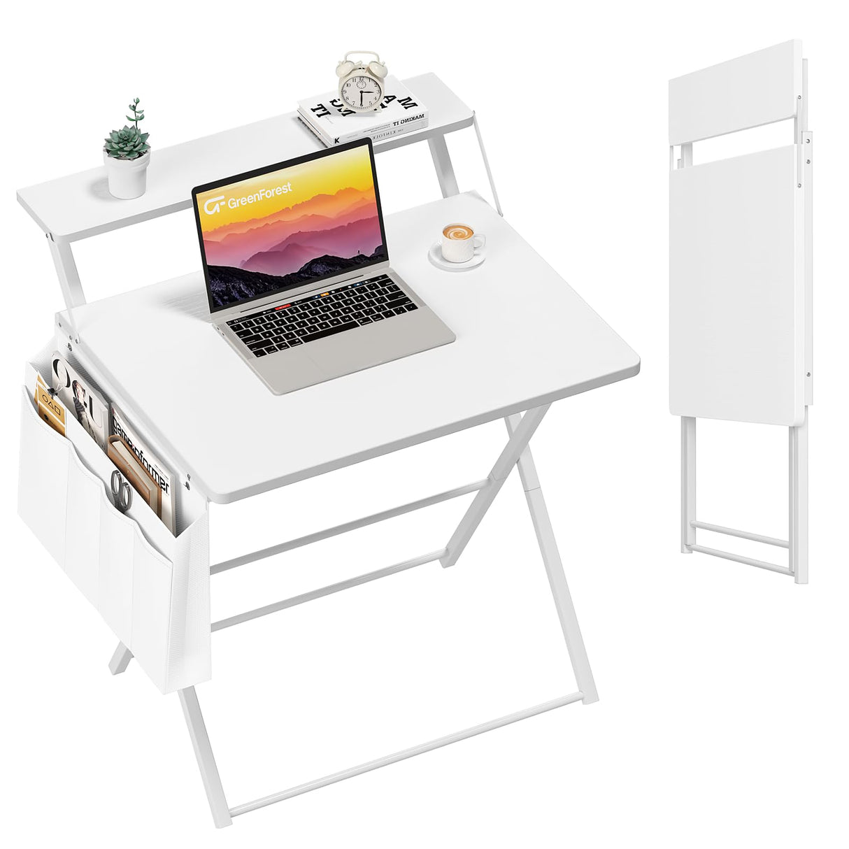 Folding Desk for Small Spaces, 31.5 inch Foldable Table with Storage Bag