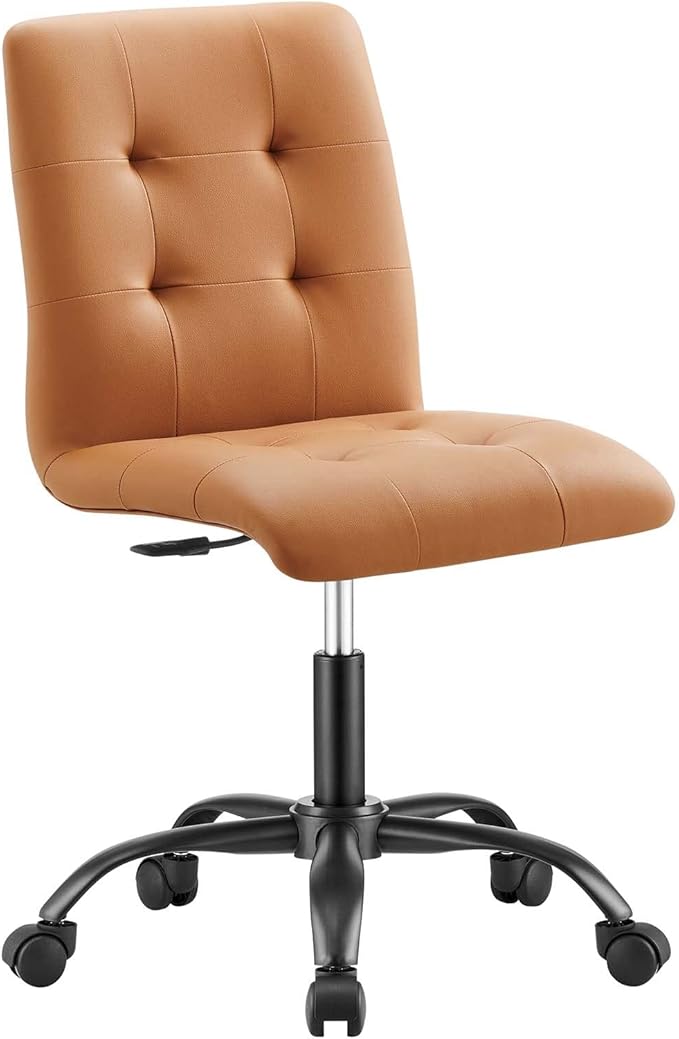 Prim Armless Vegan Leather Office Chair in Black White