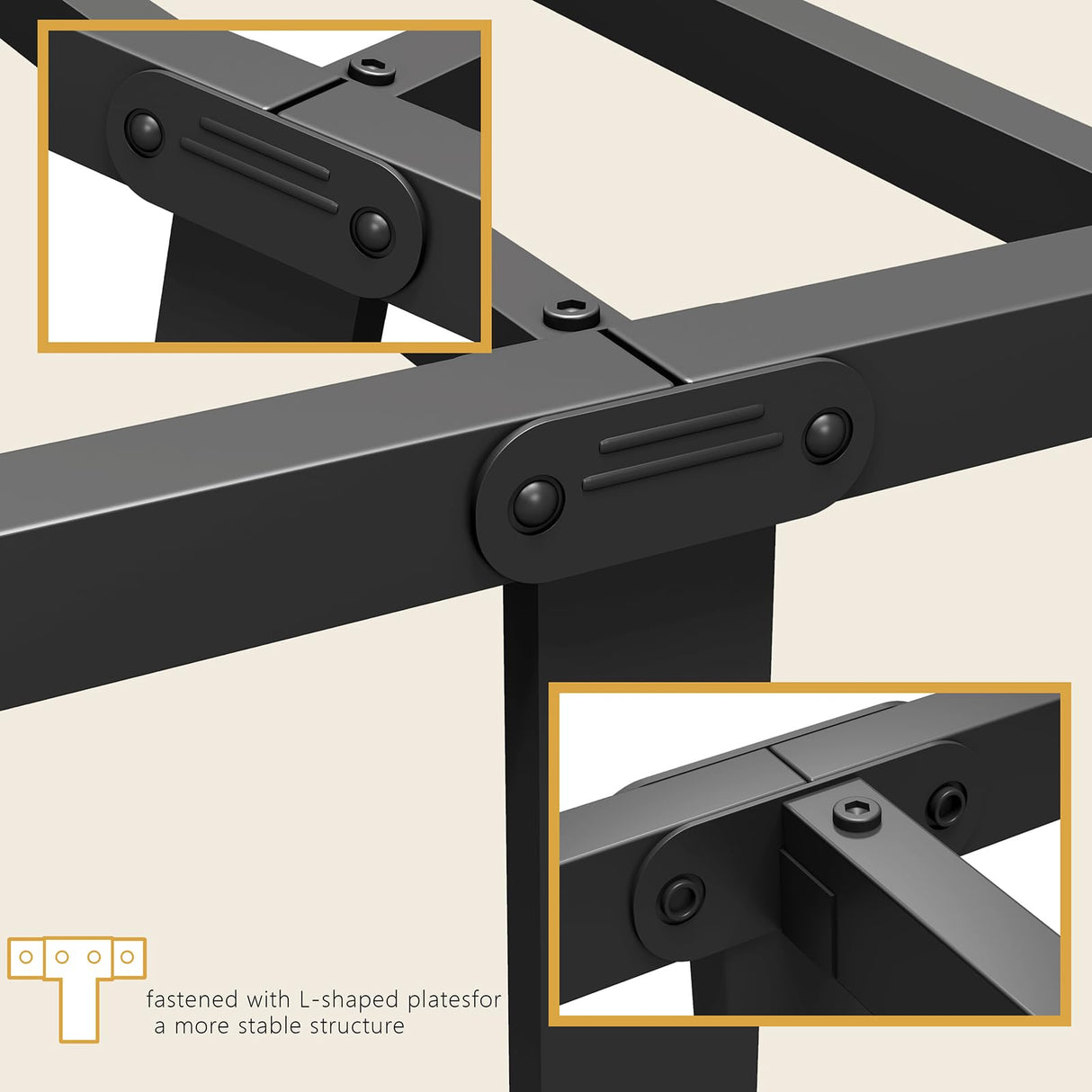 Queen Metal Bed Frame with Headboard - 14 Inch Heavy Duty Platform