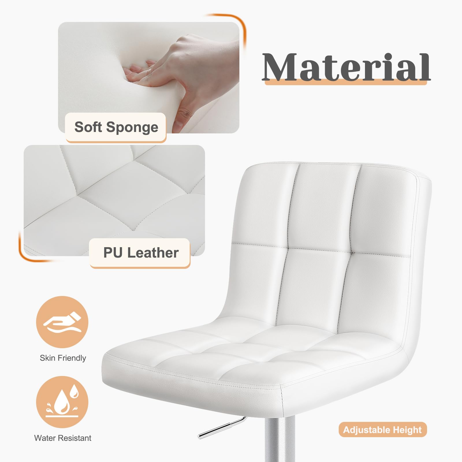 24 inch Counter Height Bar Stools, Upholstered Modern Kitchen Barstools