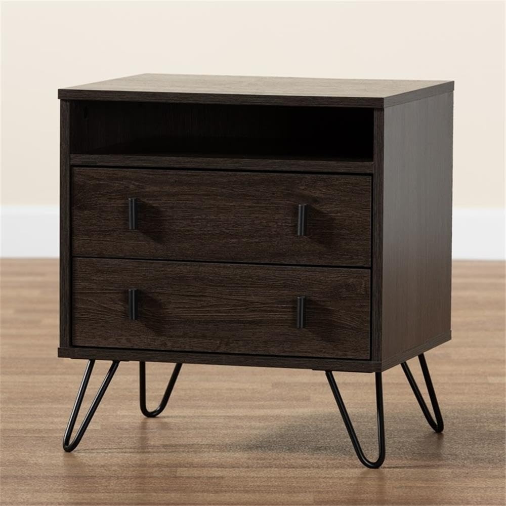 Rose Gold-Tone Finished Metal 2-Drawer Nightstand