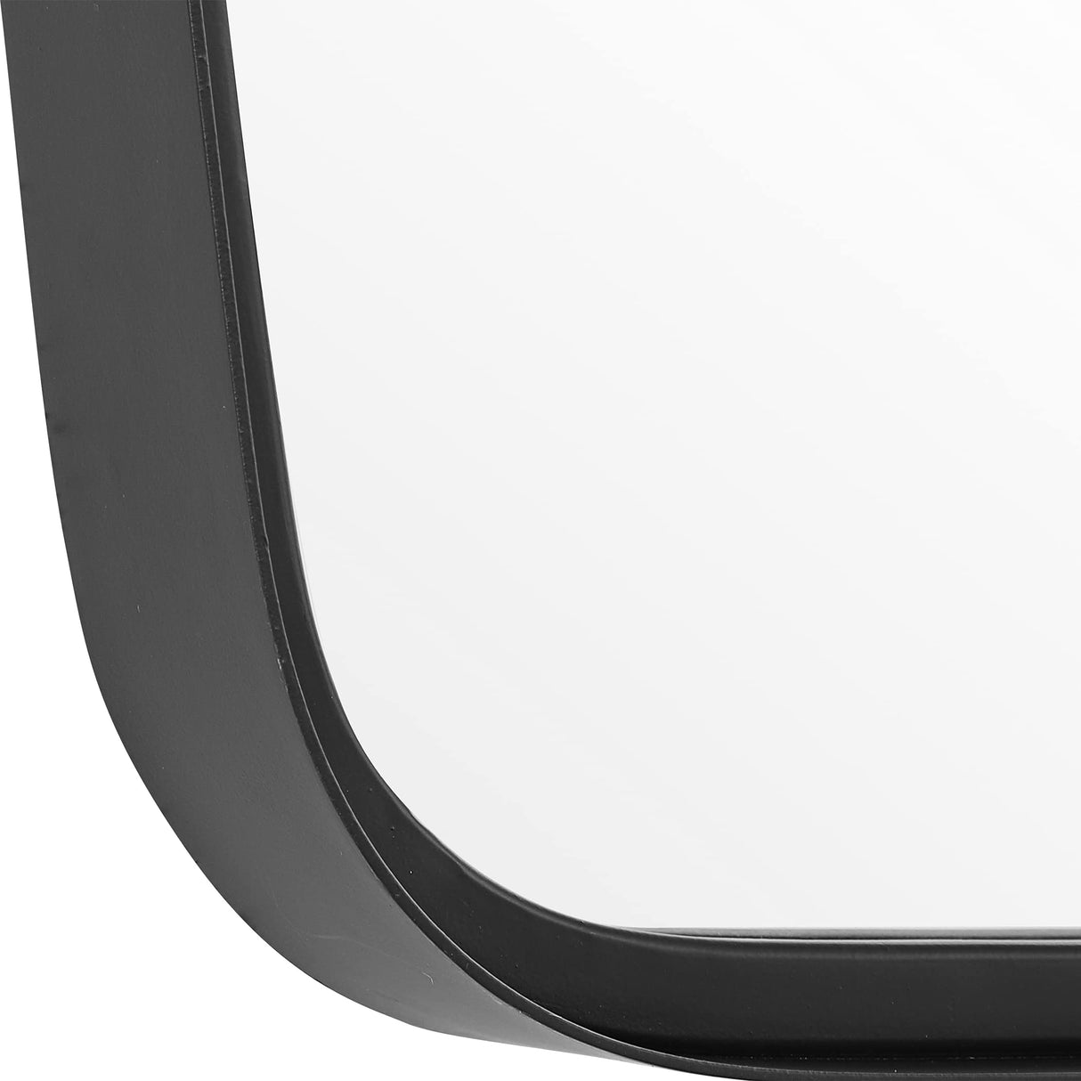 Rectangular Metal Frame Mirror with Curved Edges, Black