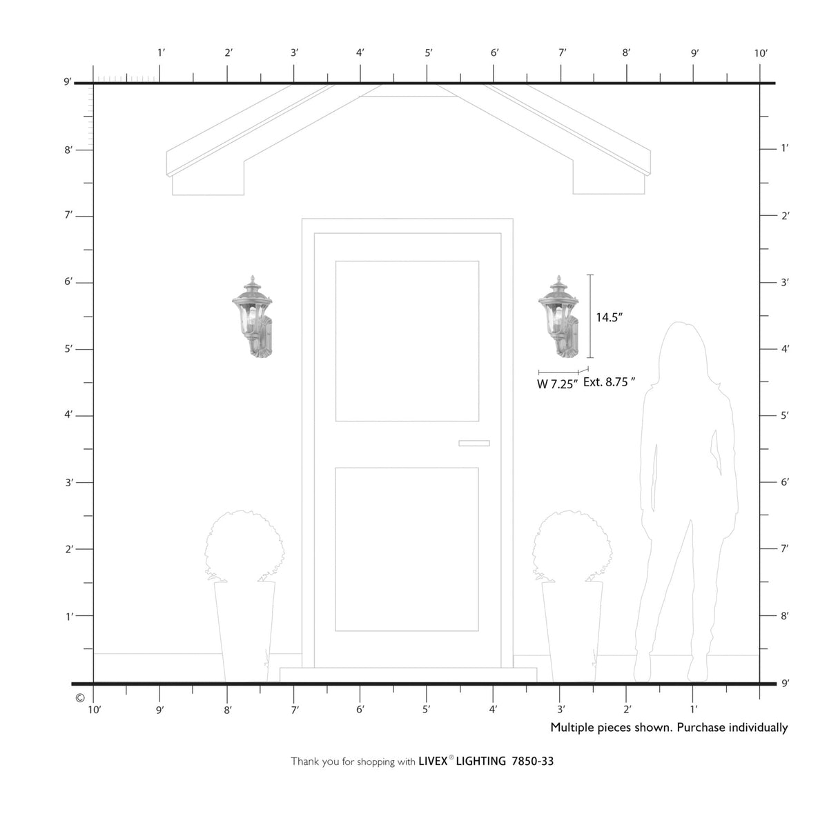 Livex Lighting 7850-13 Oxford 1 Light Outdoor Wall Lantern, White, 7.25 x 15.5 x 8.75