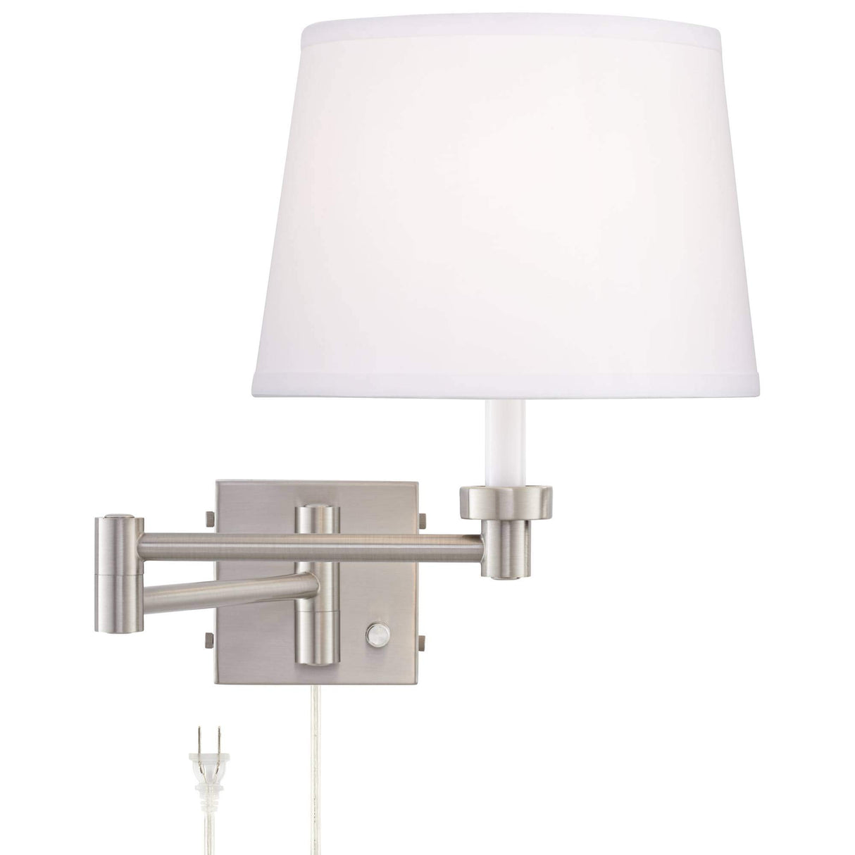 Vero Modern Swing Arm Wall Lamp with USB Charging Port Brushed Nickel Plug-in Light