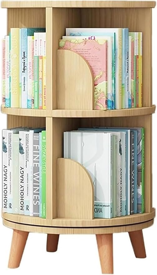 Rotating Bookshelf,Corner Bookshelf Floor Standing Bookcase Storage Rack with Legs