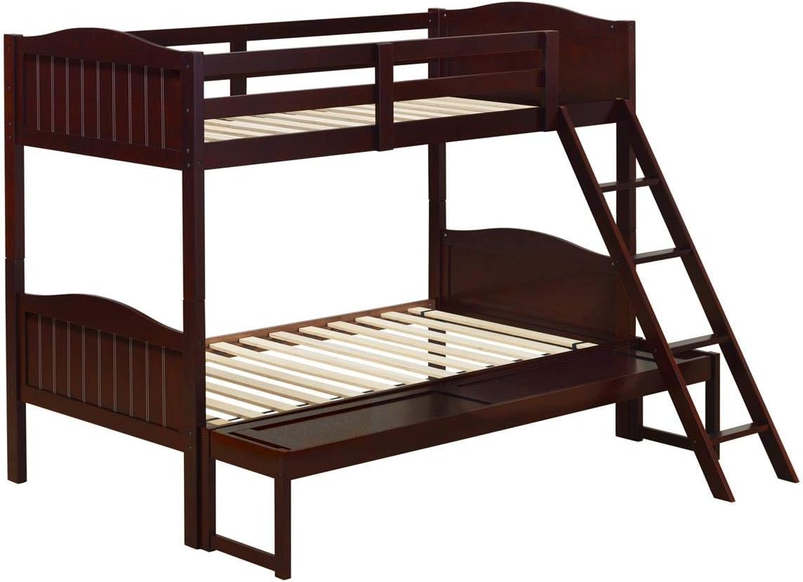 Littleton Solid Wood Twin Over Full Bunk Bed, Espresso