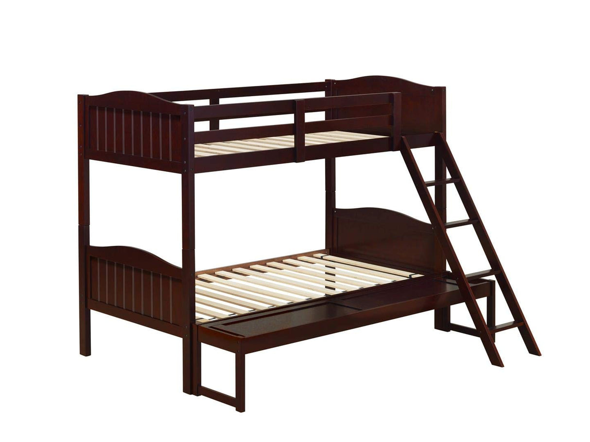 Littleton Solid Wood Twin Over Full Bunk Bed, Espresso