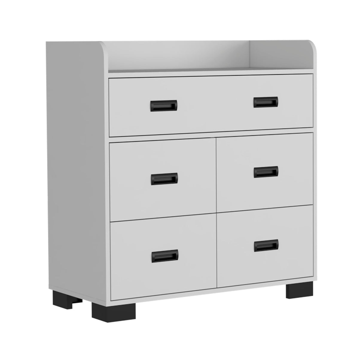 Alyn Dresser, Four Legs, Four Drawers, One Double Drawer, Superior Top -White
