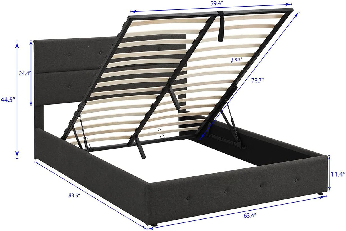 Upholstered Queen beds Lift Up Storage Platform Bed Frame