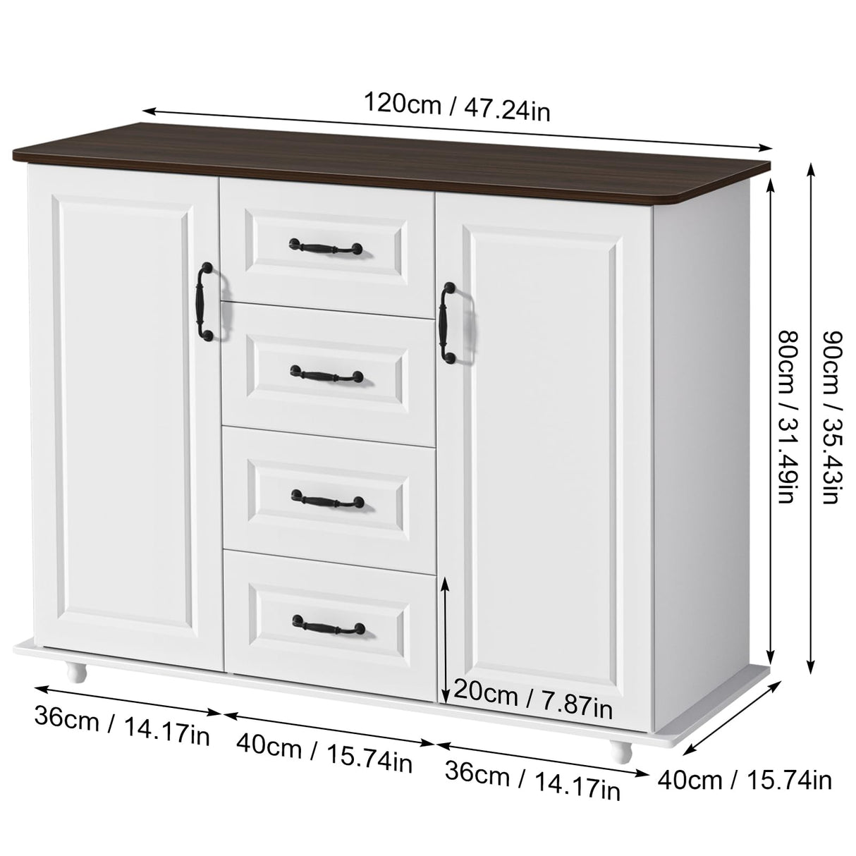 Cabinet, Kitchen Buffet Storage Cabinet, 47" Large Sideboard Buffet Storage Cabinet