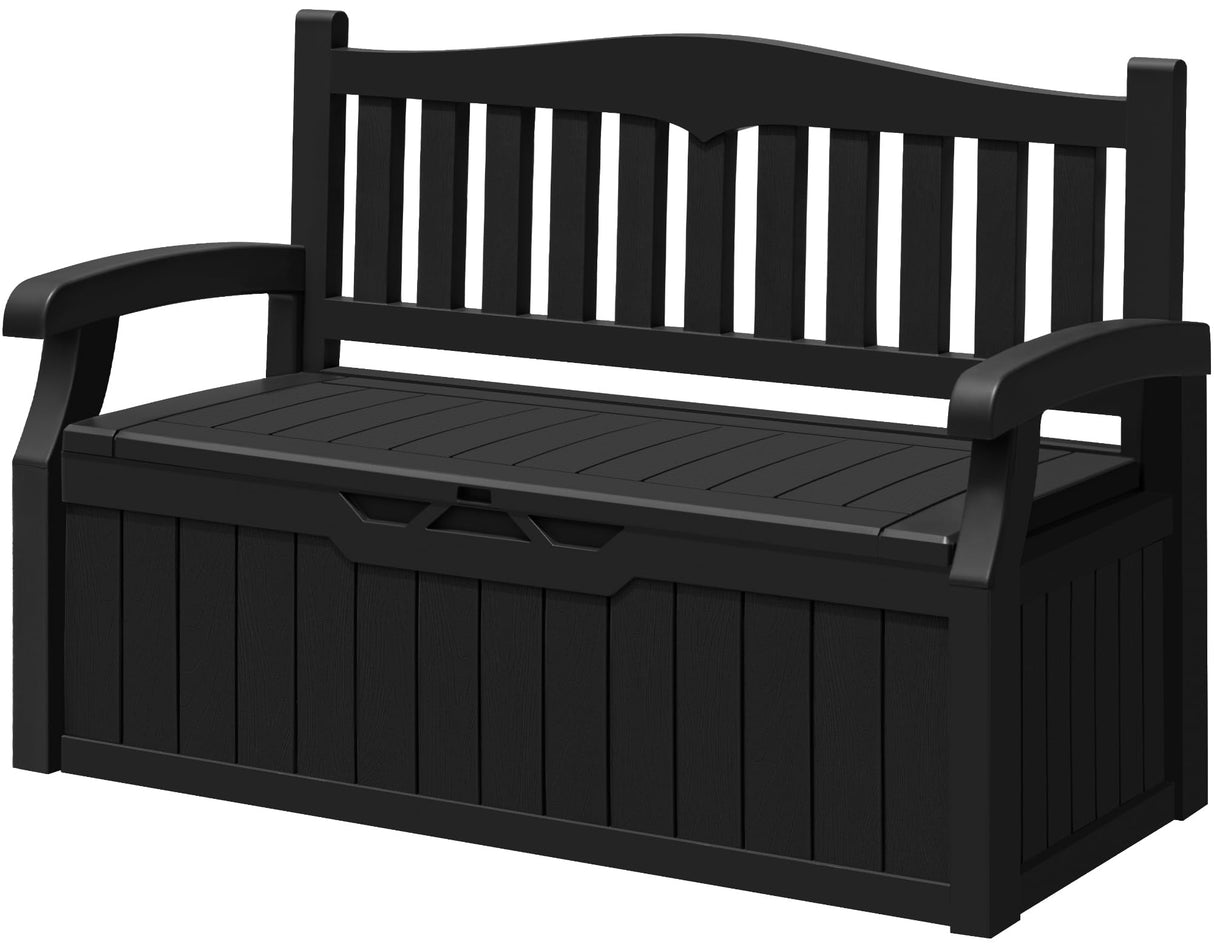 Greesum 80 Gallon Storage Bench Outdoor Deck Box with Armrest, Patio Furniture
