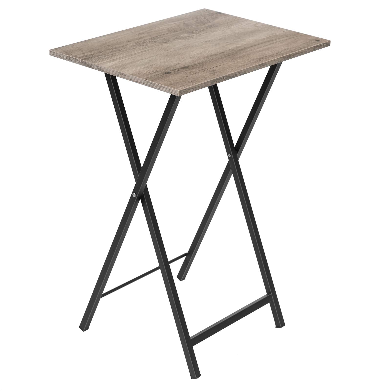 HOOBRO Folding TV Table, TV Tray, Stable Snack Table for Small Space, Portable Sofaside Table, Easy Assembly and Storage, Ideal for Snacks and Meals in Living Room, Greige and Black BG15BZ01