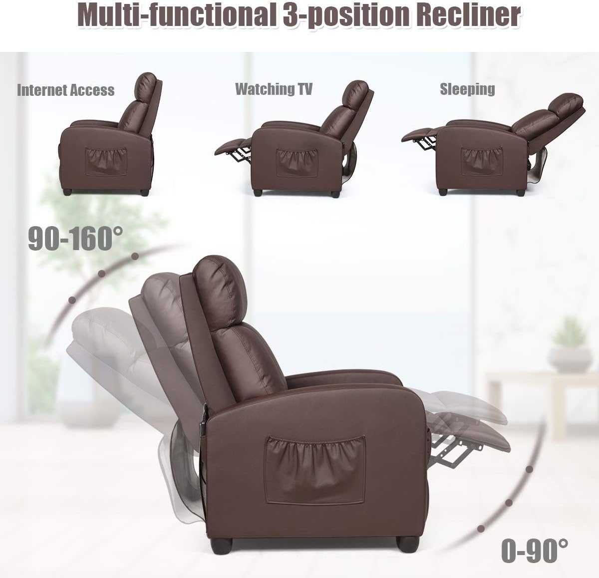 Recliner Chair Fabric Recliner with Massage Function Small Reclining Chair