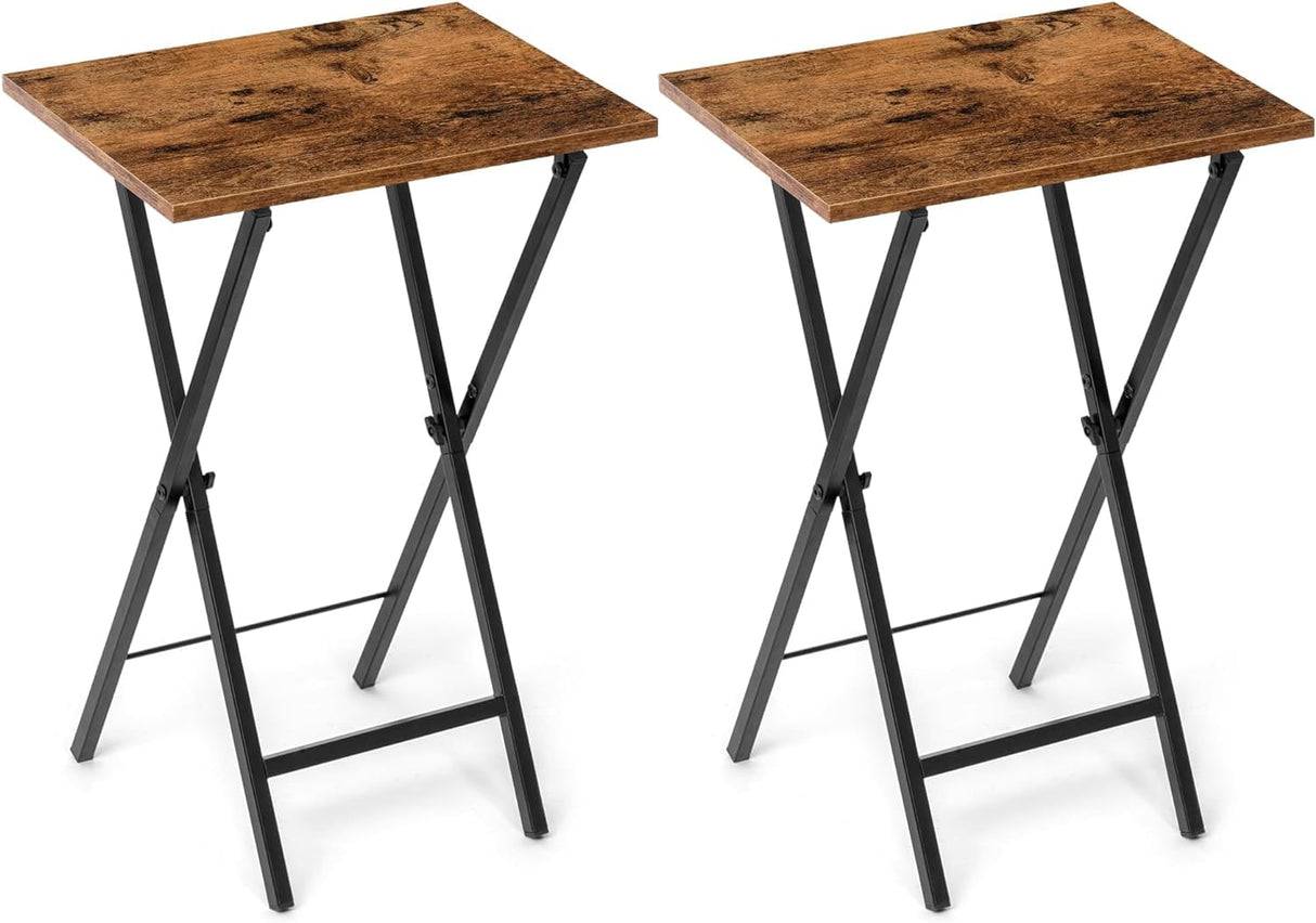 Acovy Rustic Brown Foldable TV Tray Table Set of 2