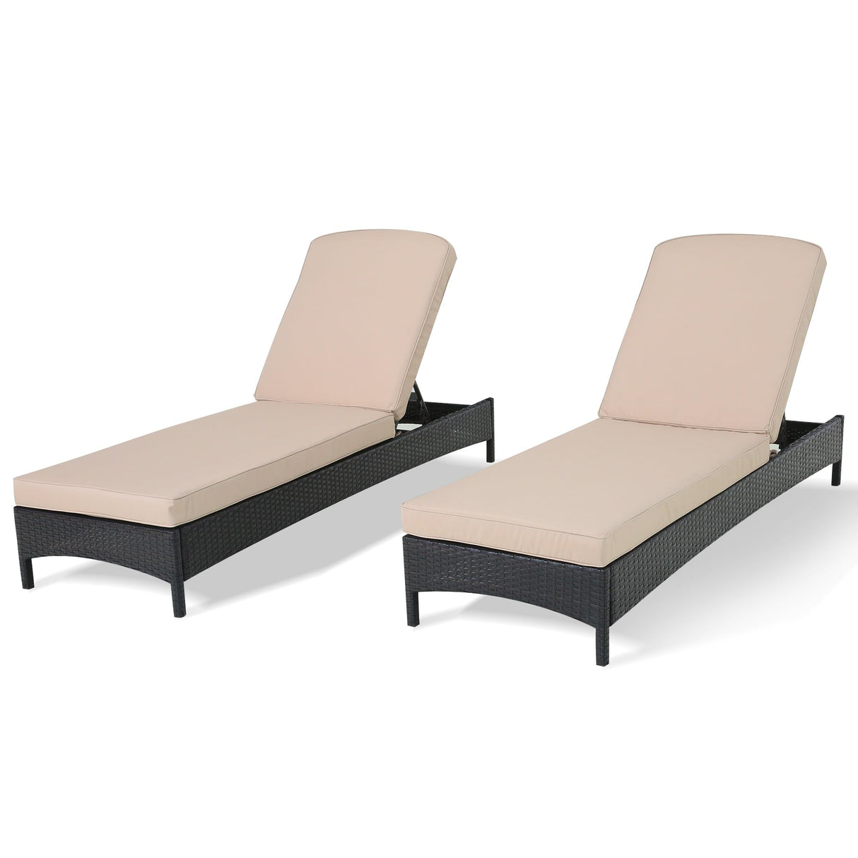 Outdoor Wicker Chaise Lounge, Brown Rattan Recliners