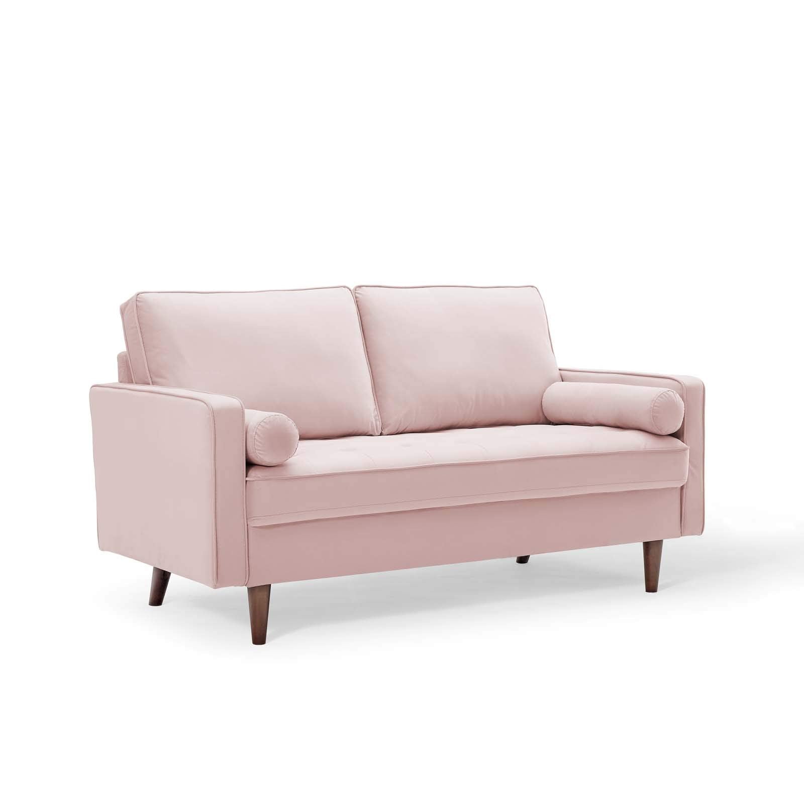 Valour Performance Velvet Loveseat, Pink Valour Performance Velvet Loveseat