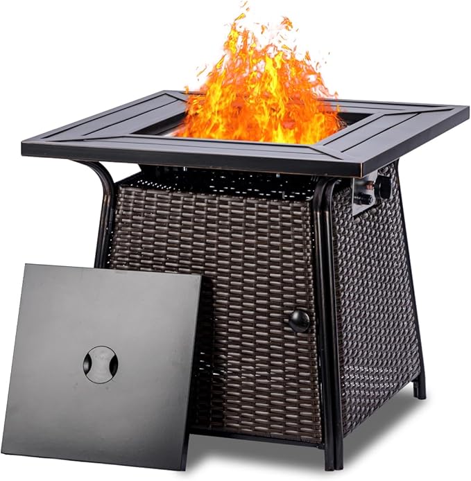28" Propane Fire Pit Table,Gas Fire Pits Table for Outside,50000 BTU Propane Firepit