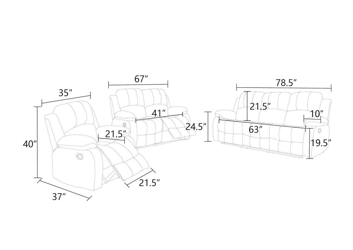 Faux Leather Living Room Sofa Set for Living Room, Game Room, Guest Room,Dormitory,