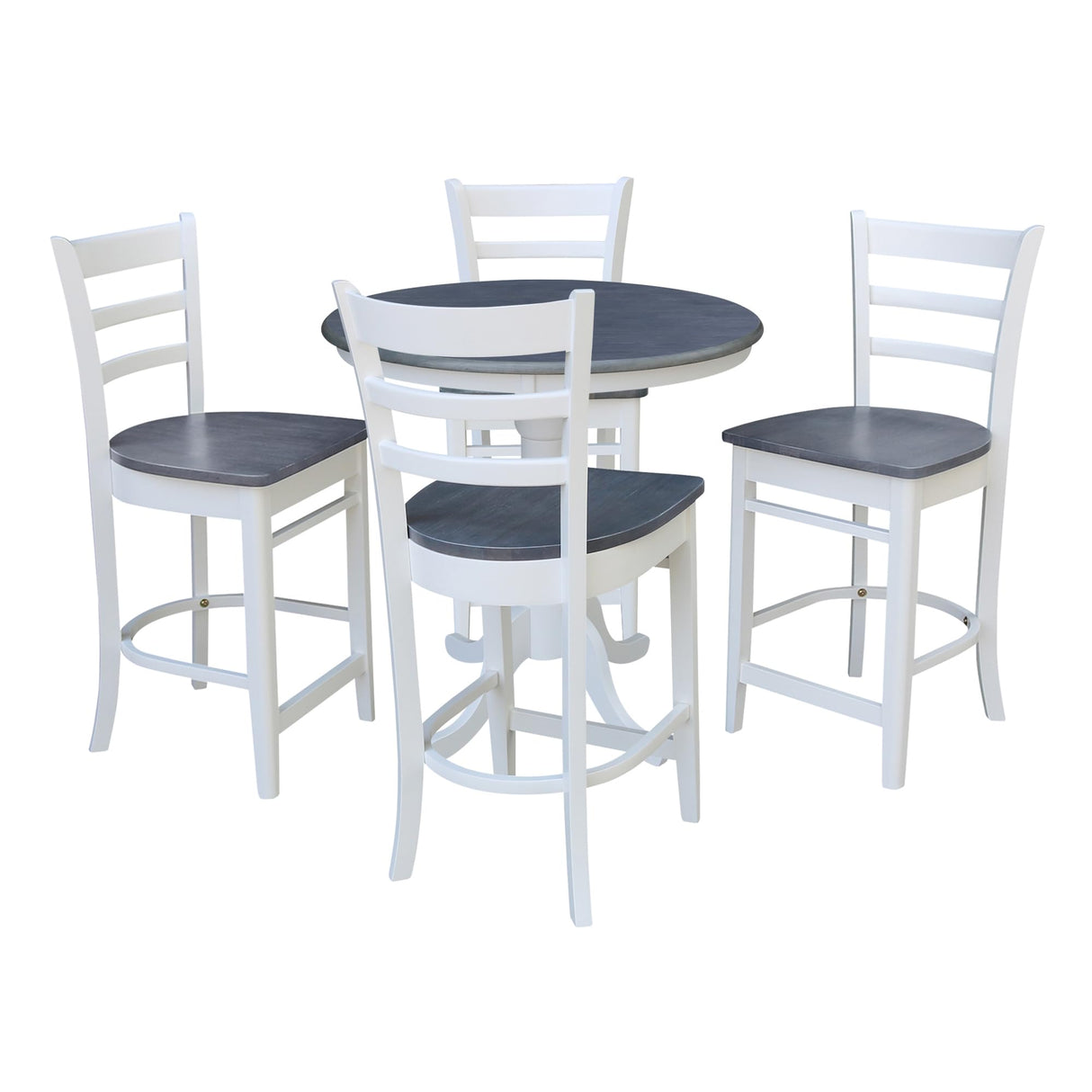 Concepts 36 in Round Pedestal Gathering Height Dining Table with 4 Emily Counter Height