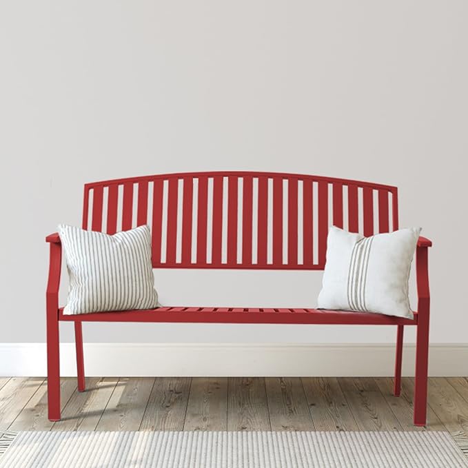 Outdoor Foldable Garden Bench, Powder Coated Aluminum Patio Porch Bench