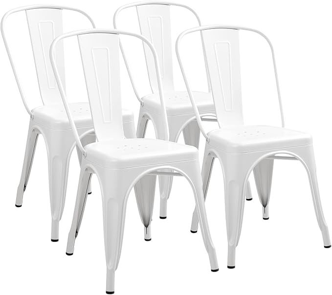 Metal Dining Chair Indoor-Outdoor Use Stackable Classic Trattoria Chair Chic Dining