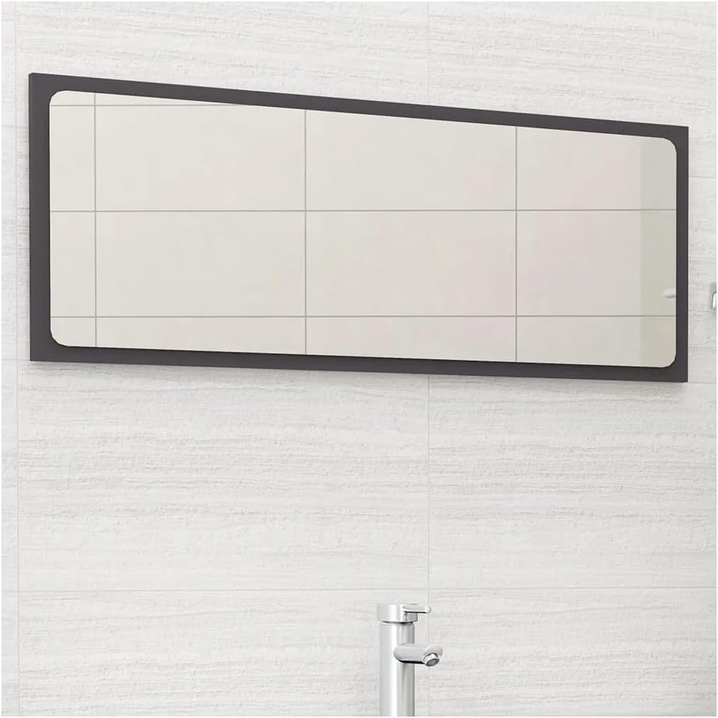 Bathroom Mirror Gray 39.4"X0.6"X14.6" Engineered Wood 804632