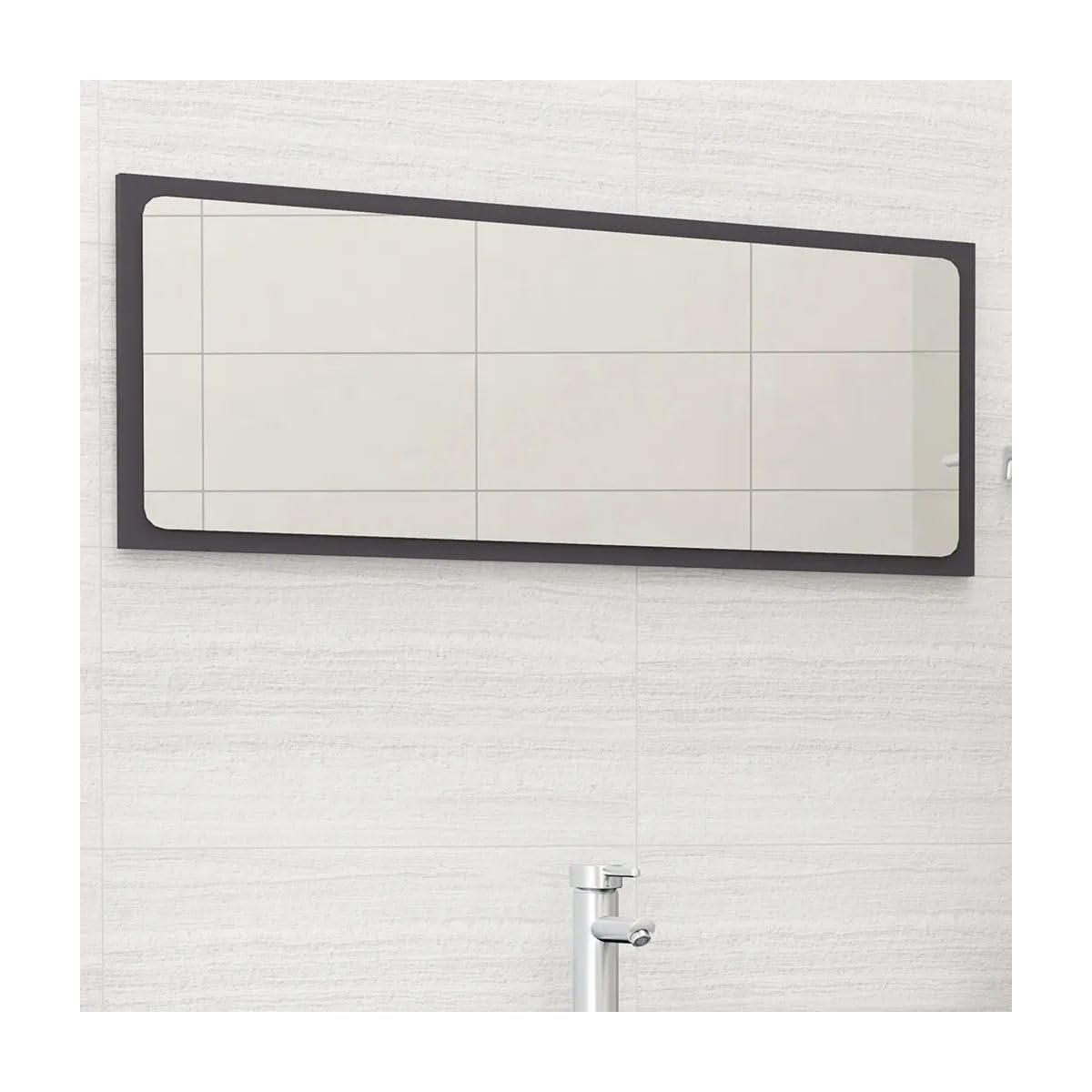 Bathroom Mirror Gray 39.4"X0.6"X14.6" Engineered Wood 804632